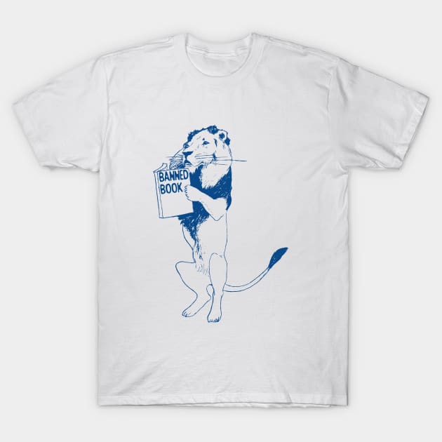 Lion Reading Book T-Shirt by Riel